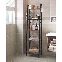 Hzuaneri Ladder Shelf Bookshelf Bookcase Freestanding Corner Storage Shelve With 2 Hooks For Home Office Living Room Kitchen