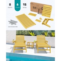 Serwall Patio Chaise Lounge Chair 5 Positions Adjustable Hdpe Outdoor Lounge Chair For Pool Poly Lounge Chair With Rolling Whe