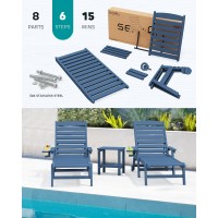 Serwall Patio Chaise Lounge Chair 5 Positions Adjustable Hdpe Outdoor Lounge Chair For Pool Poly Lounge Chair With Rolling Whe