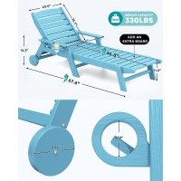 Serwall Patio Chaise Lounge Chair Set Of 2 5 Positions Adjustable Hdpe Outdoor Lounge Chair For Pool Poly Lounge Chair With Ro