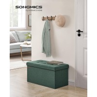 Songmics 30 Inches Folding Storage Ottoman Bench Storage Chest Foot Rest Stool Bedroom Bench With Storage Retro Green Ulsf04