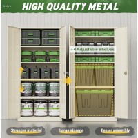 Greenvelly Metal Garage Storage Cabinet 72 Gray Lockable Steel Cabinet With 2 Doors And 4 Adjustable Shelves Black Metal Too