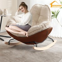 Bedroom Decorative Chair, Movie Watching Chair, Modern Swing Decorative Living Room Armchair, Suede Material, Nap Balcony Home Leisure Rocking Chair Sofa Reclining And Sleeping Lounge Chair (Brown)