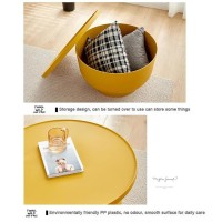 Sjioueot Sofa Side Table, Simple Living Room Small Pe Corner Table/Round Coffee Table/Storage Rack, Bedroom Bedside Table (Color : A, Size : 47X46Cm)