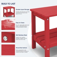 Kingyes Double Layer Outdoor Side Table Bright Red