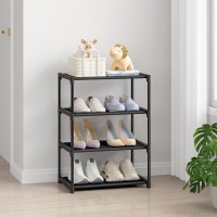 Autonomier 4 Tier Small Shoe Rack Narrow Stackable Kids Toddler Adult Shoe Storage Organizer Shelf For Closet Floor Entryway Be