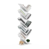 Furinno Tree Bookshelf 9-Tier Floor Standing Tree Bookcase, White