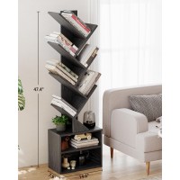 Sunmory 6 Tier Tree Bookshelf Small Bookcase With Storage Cabinet Modern Narrow Bookshelves Organizer Floor Standing Book She