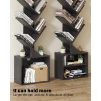 Sunmory 6 Tier Tree Bookshelf Small Bookcase With Storage Cabinet Modern Narrow Bookshelves Organizer Floor Standing Book She