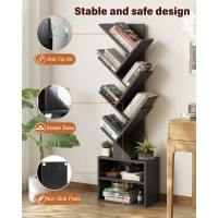 Sunmory 6 Tier Tree Bookshelf Small Bookcase With Storage Cabinet Modern Narrow Bookshelves Organizer Floor Standing Book She