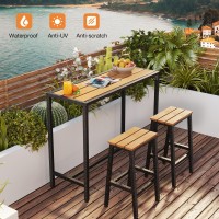 Odk 47 Inch Outdoor Bar Table Hot Tub Table Patio Counter Bar Height Table With Weather Resistant Waterproof Top For Garden Y