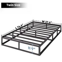 Hueiis Twin Box Spring 9 Inch High Profile Strong Metal Frame Mattress Foundation Quiet Noisefree Easy Assembly 3000Lbs Max W