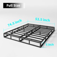 Hueiis Full Box Spring 5 Inch Low Profile Strong Metal Frame Mattress Foundation Quiet Noisefree Easy Assembly 3000Lbs Max We