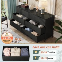 Wlive Wide Fabric Dresser 6 Drawer Dresser Tv Stand For 68 Tv Dressers Bedroom Furniture Large Storage Tower Unit With Fabri