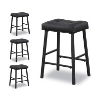 Kairuituch Black Bar Stools Set Of 4 24 Inch Counter Height Barstools With Upholstered Seat Padding Bar Stools For Kitchen Cou