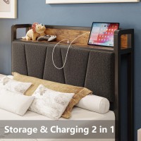 Likimio Twin Xl Bed Frames Storage Headboard With Charging Station Solid And Stable Noise Free No Box Spring Needed Easy As