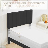 Flolinda Twin Size Bed Frame With Velvet Upholstered Headboard Wooden Slat Support Extend Mattress Life Modern Platform Bed Fr