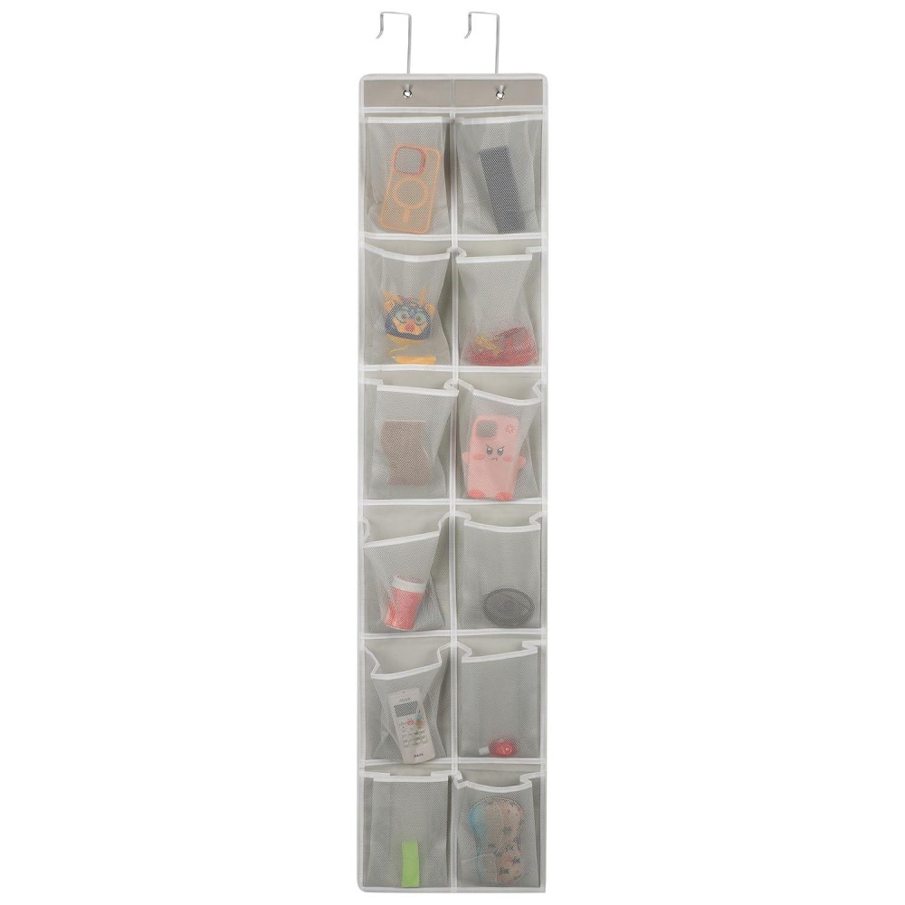 Gomaji Over The Door 12 Pocket Hanging Shoe Organizer Gray