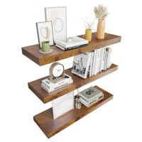 Colima Floating Shelves For Wall Brown Wood Wall Shelf For Bedroom 24 Inch Wall Mounted Floating Shelves For Bathroom Living Ro