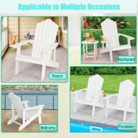 Oralner Outdoor Adirondack Chair With Cup Holder, Plastic Resin Outdoor Deck Chair, 380 Lbs Capacity, For Patio, Backyard, Porch, Balcony, Poolside, Garden, Lawn, Firepit (4, White)
