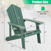 Oralner Outdoor Adirondack Chair With Cup Holder, Plastic Resin Outdoor Deck Chair, 380 Lbs Capacity, For Patio, Backyard, Porch, Balcony, Poolside, Garden, Lawn, Firepit (2, Green)