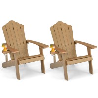 Oralner Outdoor Adirondack Chair With Cup Holder, Plastic Resin Outdoor Deck Chair, 380 Lbs Capacity, For Patio, Backyard, Porch, Balcony, Poolside, Garden, Lawn, Firepit (2, Coffee)