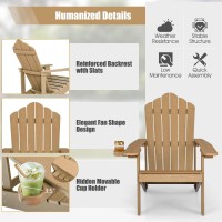 Oralner Outdoor Adirondack Chair With Cup Holder, Plastic Resin Outdoor Deck Chair, 380 Lbs Capacity, For Patio, Backyard, Porch, Balcony, Poolside, Garden, Lawn, Firepit (2, Coffee)