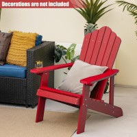 Oralner Outdoor Adirondack Chair With Cup Holder, Plastic Resin Outdoor Deck Chair, 380 Lbs Capacity, For Patio, Backyard, Porch, Balcony, Poolside, Garden, Lawn, Firepit (2, Red)