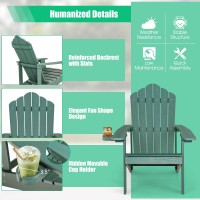 Oralner Outdoor Adirondack Chair With Cup Holder, Plastic Resin Outdoor Deck Chair, 380 Lbs Capacity, For Patio, Backyard, Porch, Balcony, Poolside, Garden, Lawn, Firepit (4, Green)