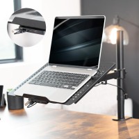 Vivo Single Laptop Notebook Desk Mount Stand With Usb Hub Fully Adjustable Extension With Cclamp Fits Up To 17 Inch Laptops