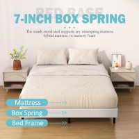 Upcanso 7 Inch California King Box Spring Bed Base Low Profile Metal Cal King Box Spring With Fabric Cover 3000 Lbs Max Weight