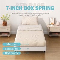 Upcanso 7 Inch Twin Xl Box Spring Bed Base Low Profile Metal Boxspring Xl Twin With Fabric Cover 2000 Lbs Max Weight Capacity