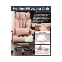 Efomao Desk Office Chair 400Lbs Big And Tall Office Chair Pu Leather Computer Chair Executive Office Chair With Foot Rest Li