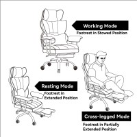 Efomao Desk Office Chair 400Lbs Big And Tall Office Chair Pu Leather Computer Chair Executive Office Chair With Foot Rest Li