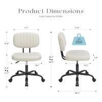 Newbulig Home Chairs With Swivel Wheels For Computer Desk Pu Leather Armless Design To Living, Bed Room,Conference Office, White