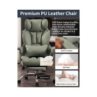 Efomao Desk Office Chair 400Lbs Big And Tall Pu Leather Computer Chair Executive Office Chair With Leg Rest And Lumbar Support