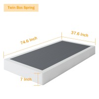 Shland Box Spring Twin 7 Inch Metal Box Spring Twin Size Basics Bed Base Mattress Foundation Black Heavy Duty Structure With Co