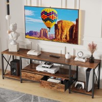 Gyiiyuo Tv Stand With Fabric Drawers For 80 85 Inches Tv Entertainment Center And Industrial Tv Console Table With Open Storag