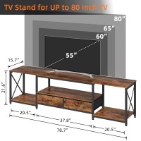 Gyiiyuo Tv Stand With Fabric Drawers For 80 85 Inches Tv Entertainment Center And Industrial Tv Console Table With Open Storag