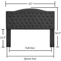 Befurtori Linen Upholstered Queenfull Headboard Tufted Button Headboard For Queenfull Bed Curved Integrated Design With Tuft