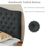 Befurtori Linen Upholstered Queenfull Headboard Tufted Button Headboard For Queenfull Bed Curved Integrated Design With Tuft