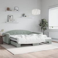 vidaXL Daybed with Trundle Light Gray 39.4x74.8 Velvet