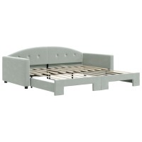 vidaXL Daybed with Trundle Light Gray 39.4x74.8 Velvet