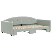 vidaXL Daybed with Trundle Light Gray 39.4x74.8 Velvet