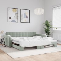 Vidaxl Daybed With Trundle - Versatile Sofa And Double Bed With Pull-Out Design, Upholstered In Soft Light Gray Velvet, Modern Style Furniture For Living Room Or Bedroom