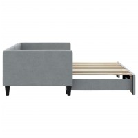 Vidaxl Light Gray Daybed With Trundle: A Versatile 2-In-1 Sofa And Double Bed Solution, Crafted From Solid Wood And Metal With Fabric Upholstery