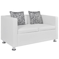 vidaXL Sofa 2Seater Artificial Leather White 242652