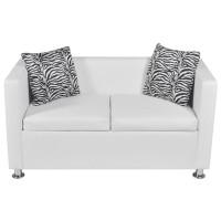 vidaXL Sofa 2Seater Artificial Leather White 242652