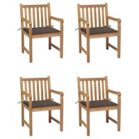 vidaXL Patio Chairs 4 pcs with Taupe Cushions Solid Teak Wood 3073012