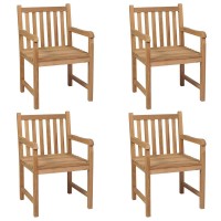 vidaXL Patio Chairs 4 pcs with Red Cushions Solid Teak Wood 3073025